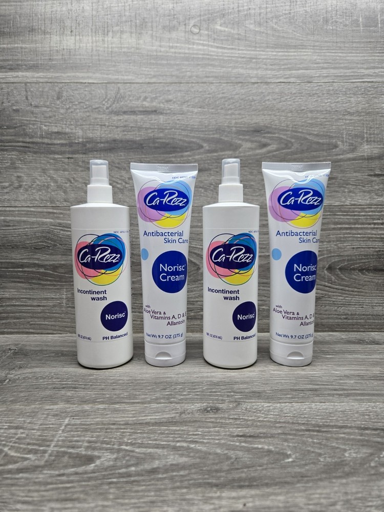 4 Ca-Rezz Antibacterial Skin Care No Risc Cream 9.7 Oz And Incontinent Wash