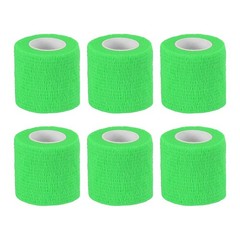 1″ x 177″ 6 Pcs Self Adhesive Bandage Wrap Elastic Self Tape Bright Green