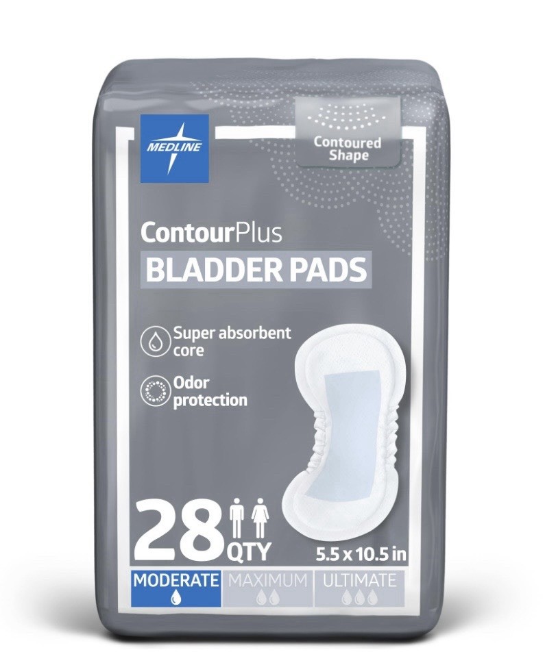 Medline Contour Plus Incontinence Bladder Control Pads Moderate 56 Count