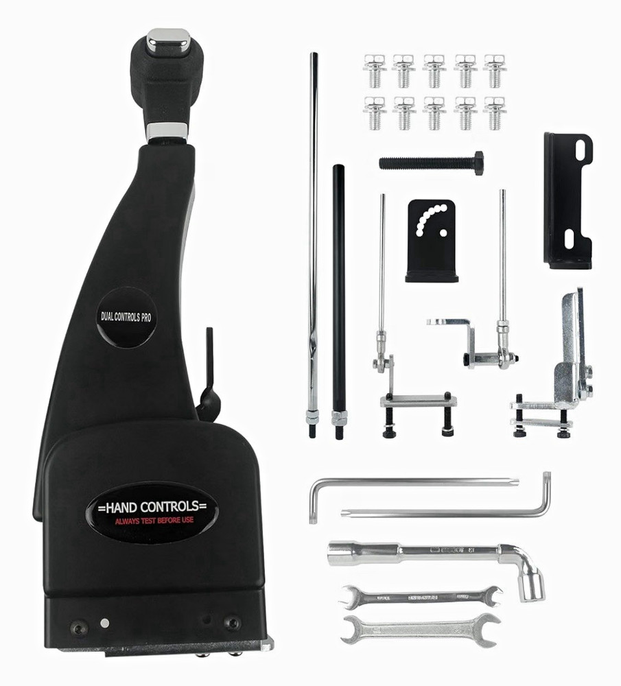 Right-Hand Hand Controls Brake & Throttle Kit Metal Black/Silver Easy Install