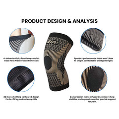 Knee Sleeves Copper Compression Brace Arthritis Support Sport Joint Injury Pain
