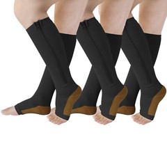 Knee High Compression Socks with Zipper – Foot & Calf Support for Pain Relief