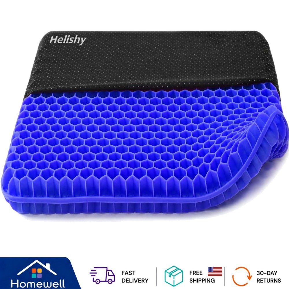 Double Thick Gel Seat Cushion for Breathable Pressure Relief – 16x14x1.65 Inch