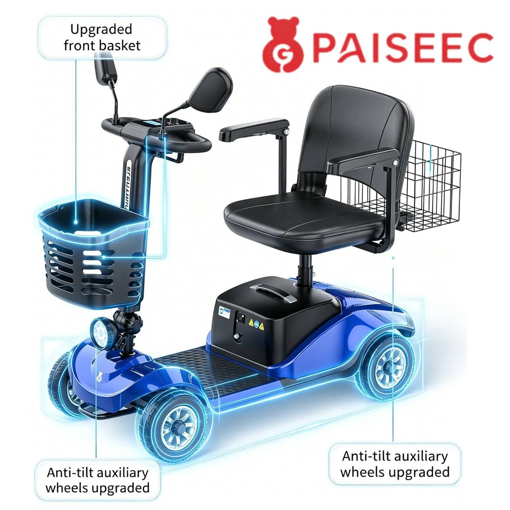 4 Wheel Folding Mobility Scooter Power Wheel Chairs Electric Device For Seniors