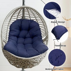Wicker Egg Chair Cushion Replacement for Outdoor 47″L*35″W*3.5″T, Blue