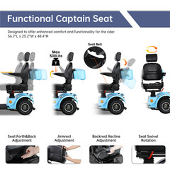 1000W 4 Wheels Mobility Scooters 500lbs Capacity 48V/20A 33 Miles Seniors Adults