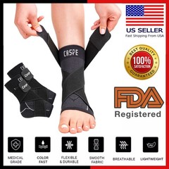 Caspe 2X Ankle Brace Support Compression Sleeve Fasciitis Pain Relief Foot Wrap