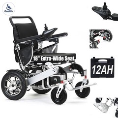 All Terrain Electric Wheelchair Foldable with 18 in Seat Supports up to 330 lbs