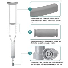 6pcs Crutch Pads Replacement Kit with Hand Grips & Tips for Standard Crutches