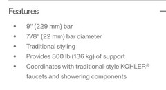 300 LBS + SUPPORT Carmichael 9 in. Grab Bar in Oil-Rubbed Bronze R27234-2BZ NEW!