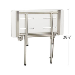 18 In. X 15 In. Folding Wall Mount Bench Shower Seat with Legs in White, ADA Com