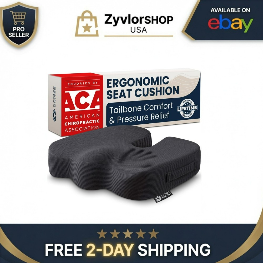 5 STARS UNITED Memory Foam Seat Cushion – Tailbone Pain Relief