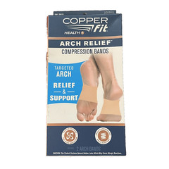 Copper Fit Infused Arch Relief Compression Bands Unisex Beige One Size Pair