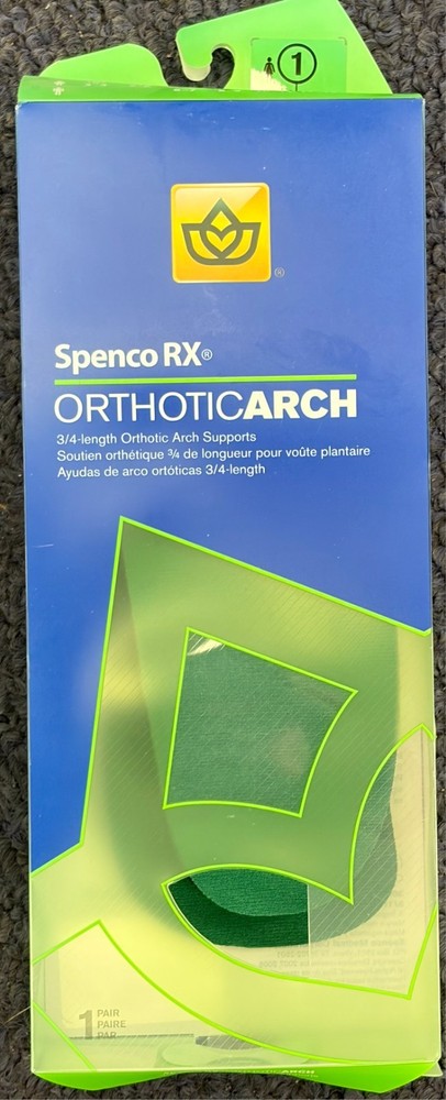 Spenco Rx Orthotic Arch Support 3/4 length Shoe Insoles, Women’s Size 5-6 Green