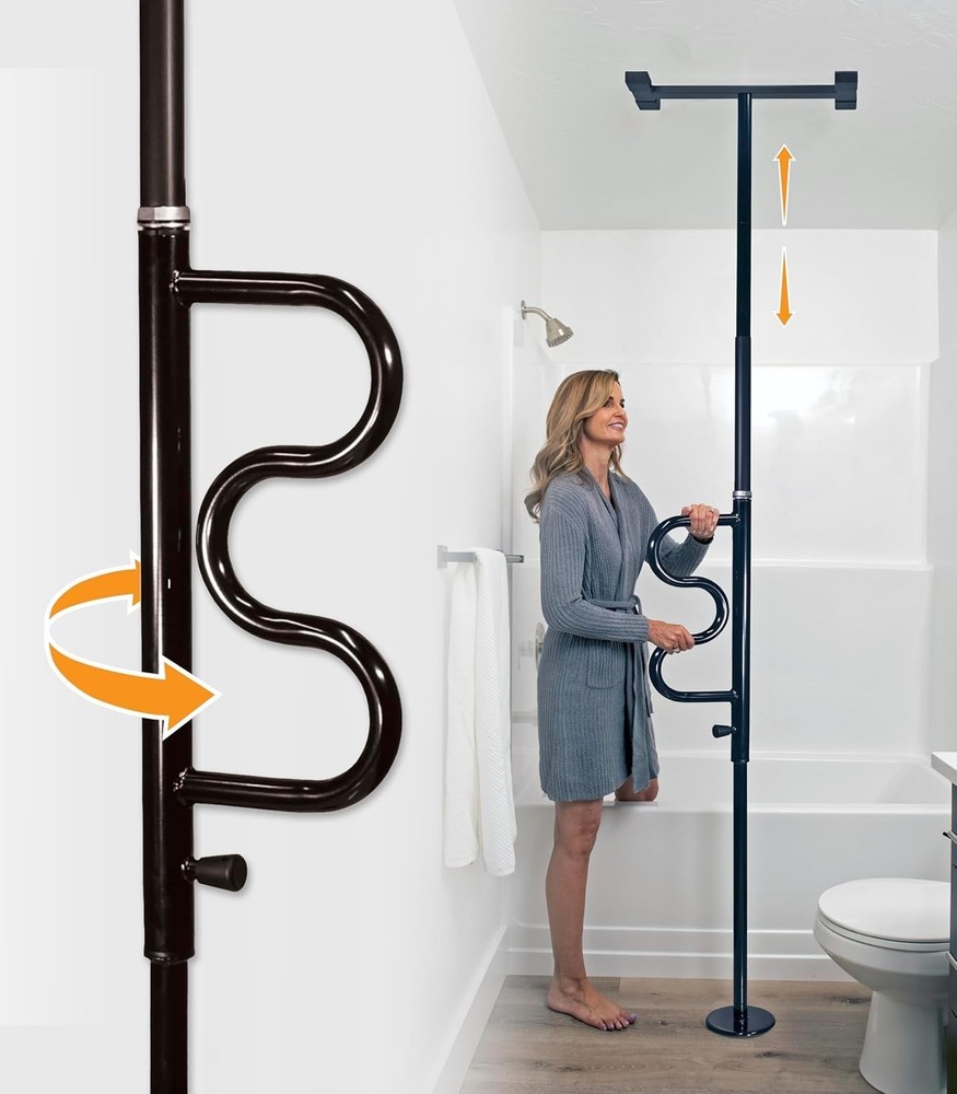 Stander Wonder Pole Plus Rotating Double Grab Bar Tension Mounted Floor to