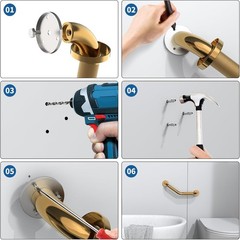 2 Pack 16 Inch Shower Grab Bars for Seniors, Gold Angled Anti Slip Grab Bars