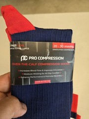 Atlanta Braves Pro Compression Socks Over The Calf L/xl 20-30 Mmhg Mlb