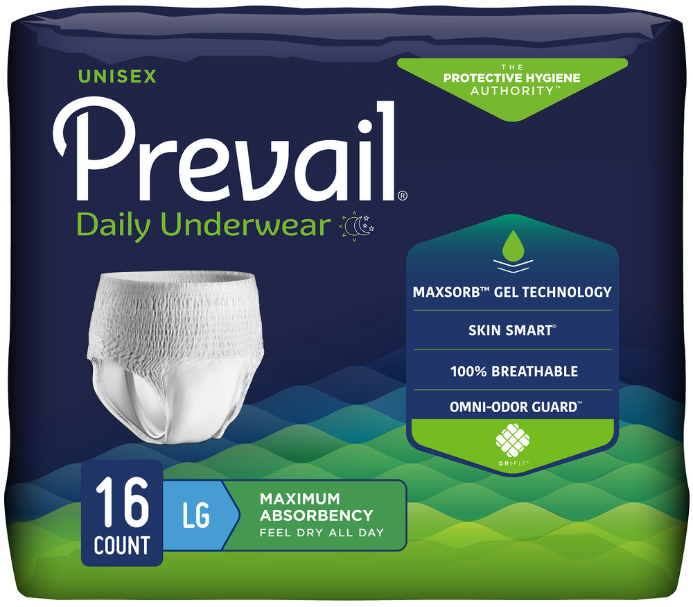 Prevail Super Plus Underwear Large, 45 – 58in – 16 Count