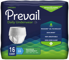 Prevail Super Plus Underwear Large, 45 – 58in – 16 Count
