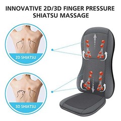 Full Back Massager with Heat -2D/3D Shiatsu Massage Seat Cushion with 10