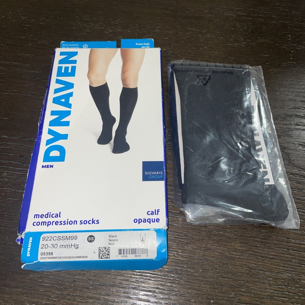 SIGVARIS Men’s Access/Dynaven Calf-High Opaque 20-30mmHg Black Small Short