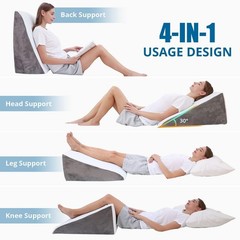 Sasttie Wedge Pillow 12 Inch Memory Foam Bed Wedge Pillow For Sleeping Acid