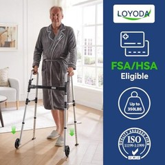 Loyoda FSA/HSA Eligible Folding Walker with 2 Skis and 5″ Wheels Lightweight …
