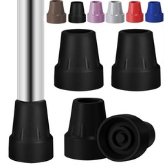 4 Pack 3/4 Inch Rubber Cane Tips Non Slip for Walkers Crutches Chairs Black