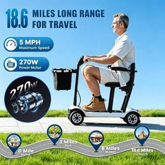 4-Wheel Mobility Scooter for Adults Seniors 18.6 Mile 300lbs Electric Scooter