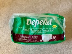 VINTAGE DEPEND Fitted Maximum Protection Adult Diapers – LARGE – 1 Bag