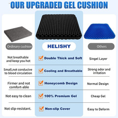 Gel Wheelchair Seat Cushion for Long Sitting – Cooling Office Chair Cushion for