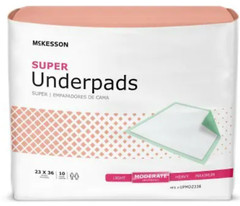 McKesson Super Disposable Underpads Fluff / Polymer 23X36″ UPMD2336 10 pads