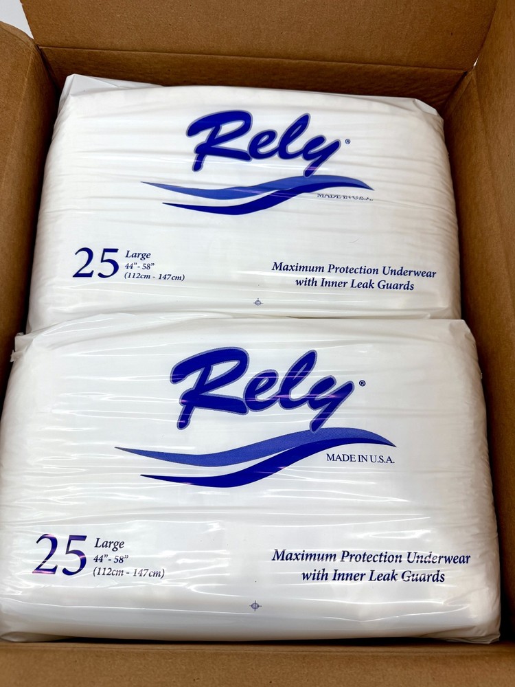 Rely Maximum Protection Underwear Adult Diapers Large Unisex 100 Count