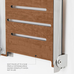 18 Inch Silhouette Slimline Folding Wall Mount Shower Bench Seat, Rustic Teak Se