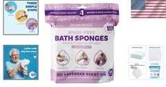 All-in-One Bathing Sponge Wipes – 25 Rinse-Free Body Cleansing Towelettes