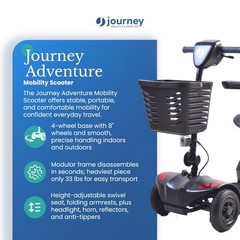 Journey Adventure Mobility Scooter, Electric Motorized Travel Scooter, Red