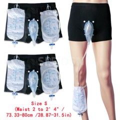 2Pcs Men Male Wearable Incontinence Pant Urinal Leg Bag Silicone Urine Collector