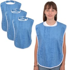 3/6 Pzas Baberos Premium Adultos Ajustables Para Hombres Mujeres Azul Lavable