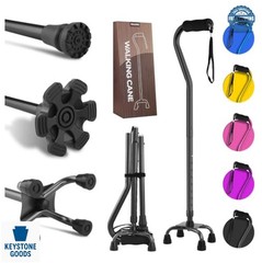 Adjustable Folding Walking Cane for Seniors Black Aluminum 29 to 37 Inch Heavy