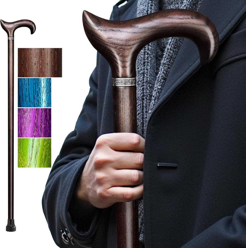 Wooden Walking Cane for Men Women Heavy Duty Support Cane up to 300lbs