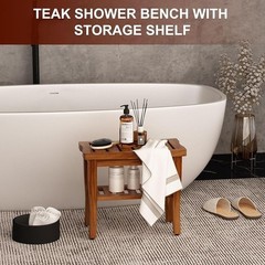 Grade A Teak Shower Bench Waterproof Stainless Steel Hardware Durable Stool New