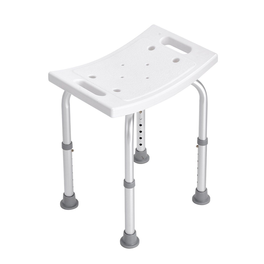 Heavy-Duty 350lb Shower Stool: 14.2-19.1in Adjustable, PE+Aluminum