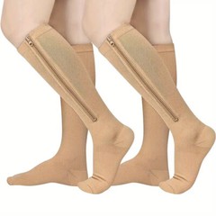Zip Up Compression Socks Support Hose Unisex Edema Diabetic Varicose Vein Travel