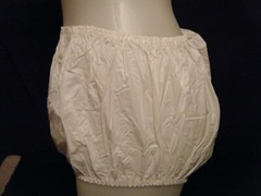 ANGELA MILKY WHITE ADULT PLASTIC BRIEF / DIAPER COVER. M/L, NEW,