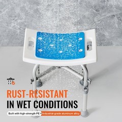 500lb Secure Fit Shower Seat with Crossbar, Adjustable Tub Bench for Safety