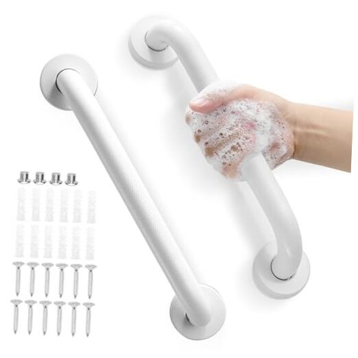Shower Grab Bars – Anti-Slip Stainless Steel – 2 Pack – 12″ Matte White – 2 Pack