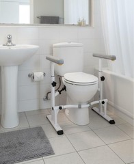 KMINA Toilet Safety Rails for Seniors (330 lbs), Frame with Arms Grab Bars White
