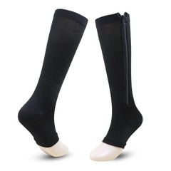 High Stockings Knee Socks Zipper Open Toe Compression Graduated 20–30mmHg