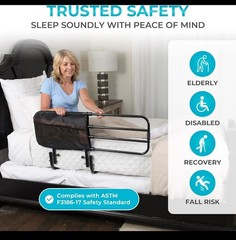 Stander EZ Adjust Bed Rail, Adjustable Bedrail Safety Assist Railing for Elderly