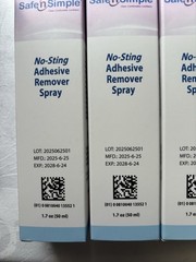 Lot Of 8 Safe N Simple No-String Adhesive Remover Spray 1.7oz Exp 6/2028